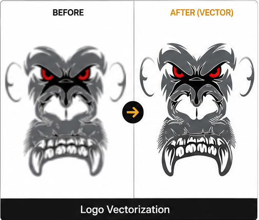 Vector art and logo vectorization portfolio - before and after samples